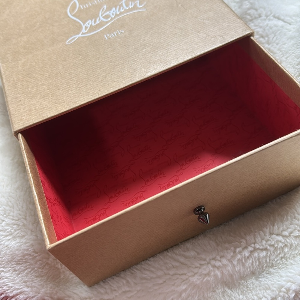 Christian Louboutin Beige Pull Out Drawer Box with Spike Handle and Lid